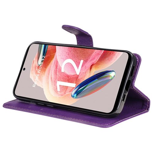 RMPACK Xiaomi Redmi Note 12 4G Notesz Tok Business Series V2 Kitámasztható Bankkártyatartóval Lila