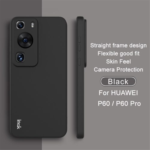 RMPACK Huawei P60/P60 Pro Szilikon Tok IMAK UC-4 Series Kamera Lencse Védő Kerettel Drop-Proof Fekete