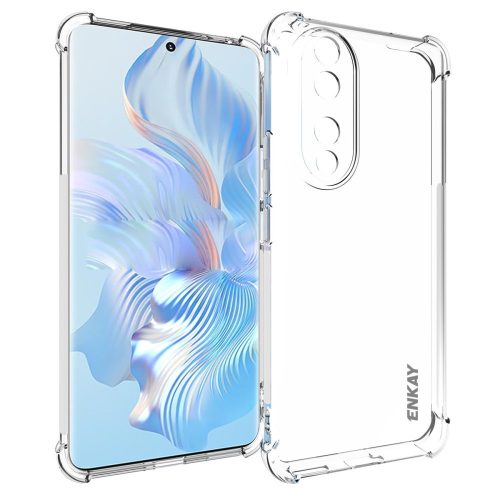 RMPACK Honor 90 5G Tok Ütésálló Szilikon Tok ENKAY Anti-Drop Shockproof Lencsevédővel Áttetsző
