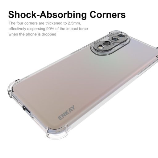 RMPACK Honor 90 5G Tok Ütésálló Szilikon Tok ENKAY Anti-Drop Shockproof Lencsevédővel Áttetsző