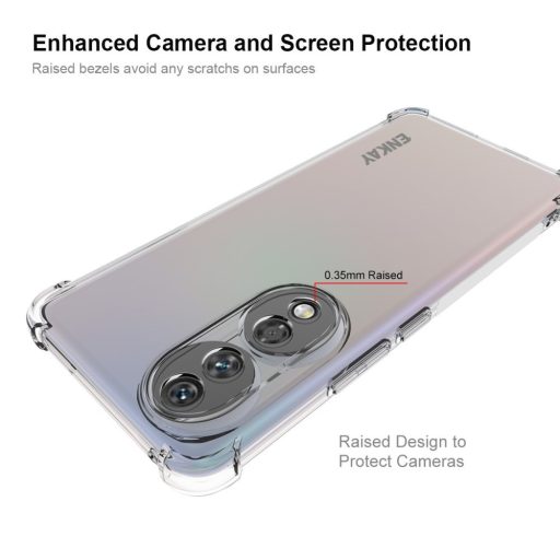 RMPACK Honor 90 5G Tok Ütésálló Szilikon Tok ENKAY Anti-Drop Shockproof Lencsevédővel Áttetsző
