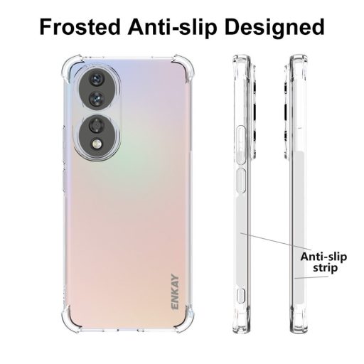 RMPACK Honor 90 5G Tok Ütésálló Szilikon Tok ENKAY Anti-Drop Shockproof Lencsevédővel Áttetsző
