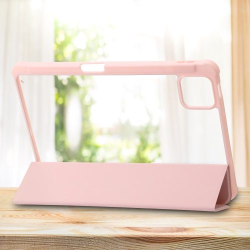 RMPACK Xiaomi Pad 6 Pro / Pad 6 Tok Notesz Kitámasztható Tri-Fold Series + Smart Pen Ceruza Tartóval Rózsaszín