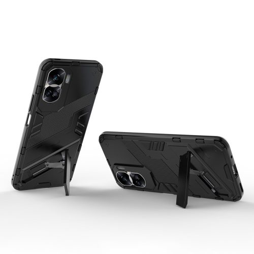 RMPACK Honor 90 Lite Tok Ütésállókivitel Kitámasztható PC + TPU 2in1 Anti-Drop Series Kameralencse védelemmel Fekete