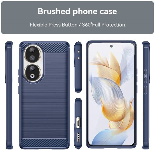 RMPACK Honor 90 5G Szilikon Tok Ütésállókivitel Karbon Mintázattal Kék