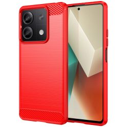   RMPACK Xiaomi Redmi Note 13 5G Szilikon Tok Ütésállókivitel Karbon Mintázattal Piros