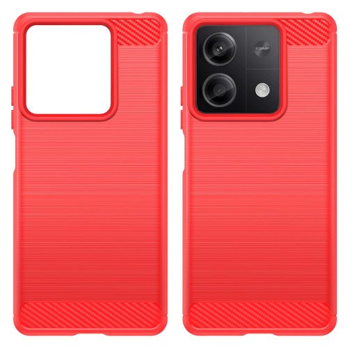 RMPACK Xiaomi Redmi Note 13 5G Szilikon Tok Ütésállókivitel Karbon Mintázattal Piros