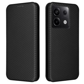   RMPACK Xiaomi Redmi Note 13 5G Karbon Mintás Notesz Tok Kitámaszható Fekete