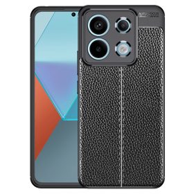   RMPACK Xiaomi Redmi Note 13 Pro 5G Szilikon Tok Bőrmintázattal TPU Prémium Fekete