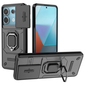   RMPACK Xiaomi Redmi Note 13 Pro 5G Ütésálló Tok FUTURE Armor Slide - Gyűrűs Kitámasztható Fekete
