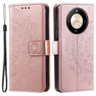   RMPACK Honor Magic6 Lite 5G Tok Notesz Tok Mintás Mandala Style Kitámasztható Bankkártyatartóval Rózsaarany