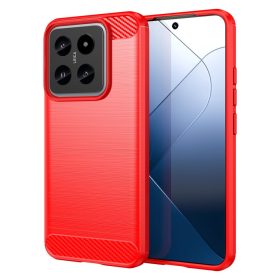  RMPACK Xiaomi 14 Szilikon Tok Ütésállókivitel Karbon Mintázattal Piros