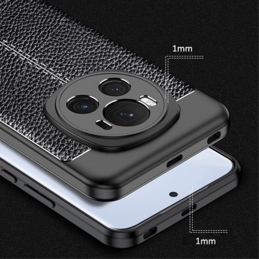 RMPACK Honor Magic6 Pro 5G Szilikon Tok Bőrmintázattal TPU Prémium Sötétkék