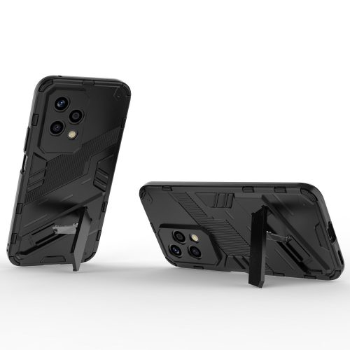 RMPACK Honor 200 Lite 5G Case Shockproof Armor PC + TPU 2in1 Anti-Drop Series Lens Protector with Kickstand Black