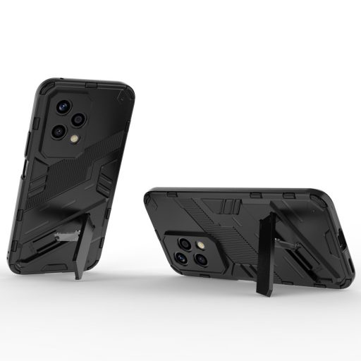 RMPACK Honor 200 Lite 5G Case Shockproof Armor PC + TPU 2in1 Anti-Drop Series Lens Protector with Kickstand Black