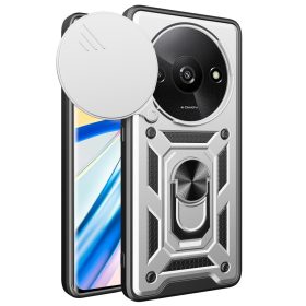   RMPACK Xiaomi Redmi A3 Ütésálló Tok Best Armor Ring Style + Camera Protector Lencsevédelemmel Ezüst