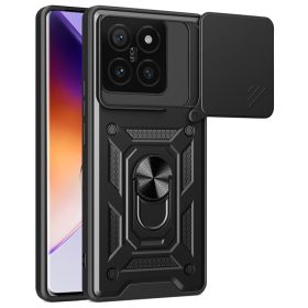   RMPACK Xiaomi 14T Ütésálló Tok Best Armor Ring Style + Camera Protector Lencsevédelemmel Fekete