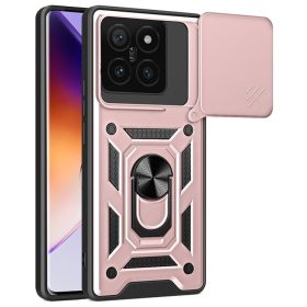   RMPACK Xiaomi 14T Ütésálló Tok Best Armor Ring Style + Camera Protector Lencsevédelemmel Rózsaarany