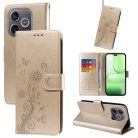 RMPACK Honor 600 Lite 5G Tok Notesz Fényes Butterfly-Stlye Pillangó Mintázattal Arany