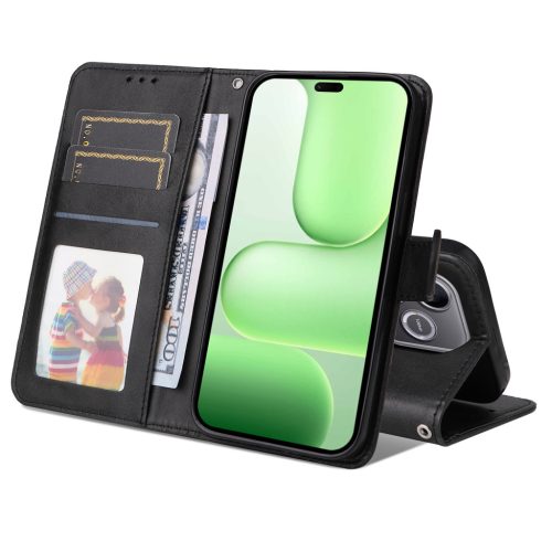 RMPACK Honor 600 Lite 5G Notesz Tok Business Series Kitámasztható Kártyatartóval Fekete