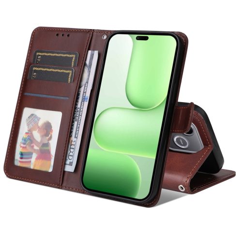 RMPACK Honor 600 Lite 5G Notesz Tok Business Series Kitámasztható Kártyatartóval Barna