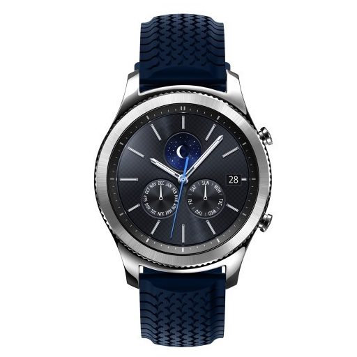 Samsung Gear S3 Classic / Frontier Szilikon Óraszíj - Pótszíj Tyre Style Sötétkék