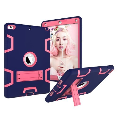 iPad 9.7 (2017) Tok Ütésálló 2in1 Heavy Duty Series RMPACK Kitámasztható Sötétkék/Pink