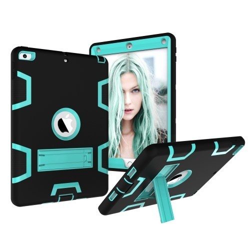 iPad 9.7 (2017) Tok Ütésálló 2in1 Heavy Duty Series RMPACK Kitámasztható Fekete/Cián